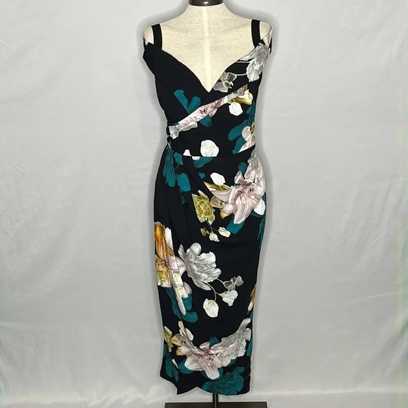 City Chic Off Shoulder Tulip Hem Maxi Dress in Floral Glow - NEW - Size 18 - Picture 2 of 8